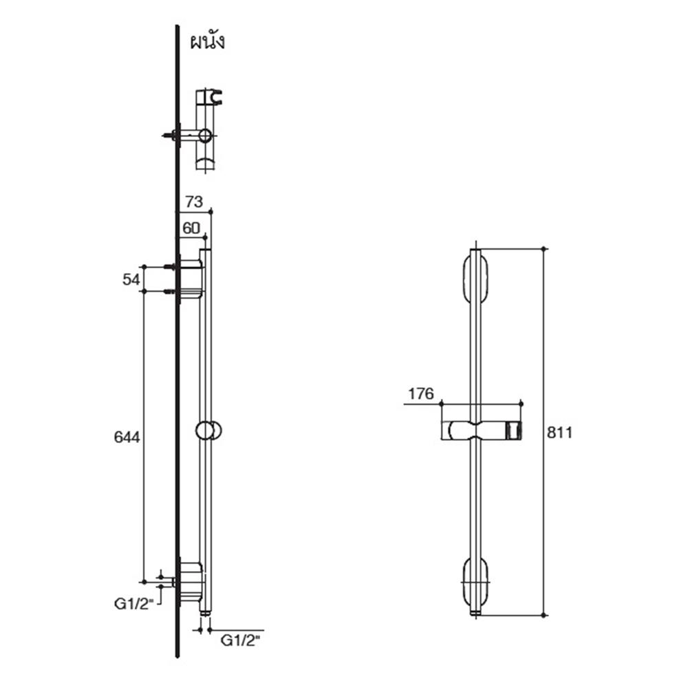 ราวเลื่อนฝักบัว KOHLER K-26314T-AF สีทอง