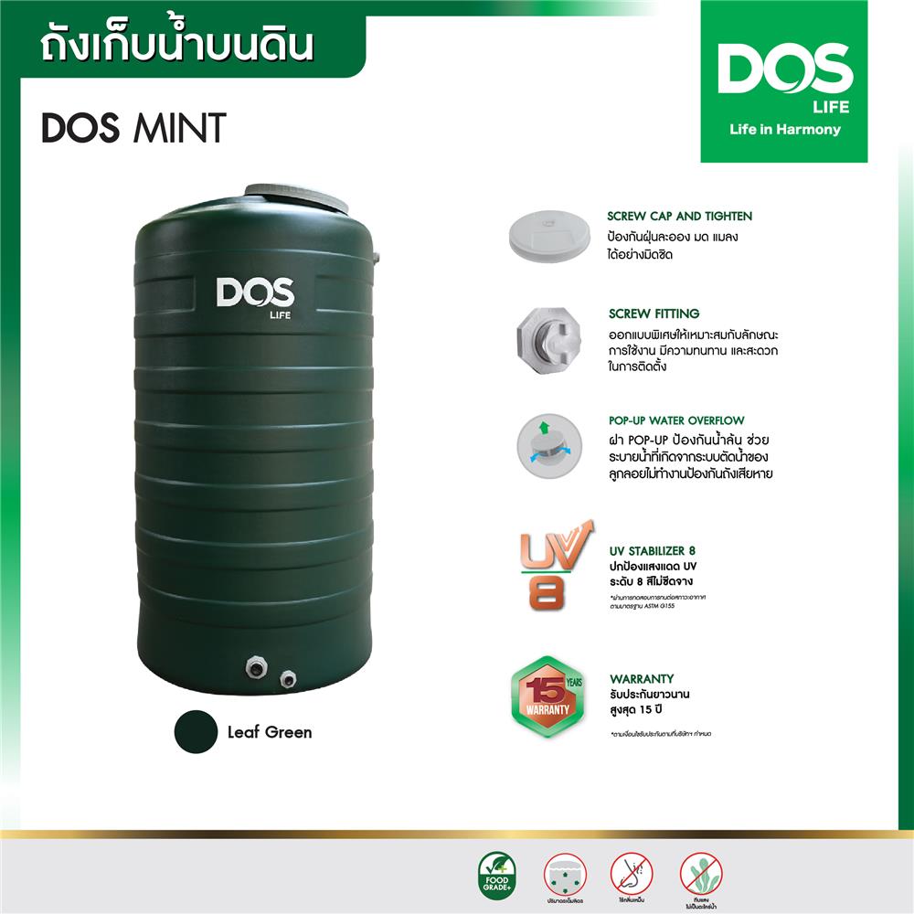 ถังเก็บน้ำ DOS MINT 1000 ลิตร สีเขียว
