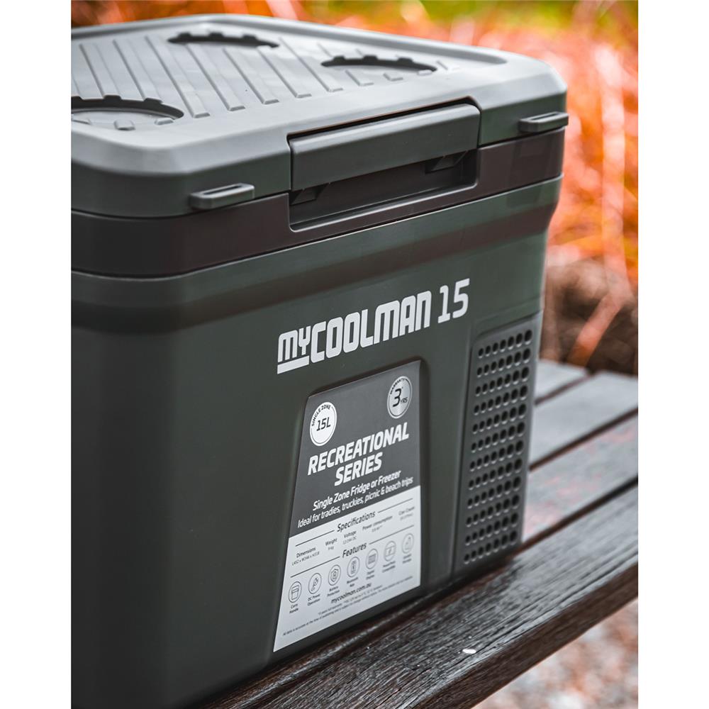 ตู้เย็นแช่แข็งพกพา MYCOOLMAN CCP15 15 ลิตร สีเขียว/น้ำตาล