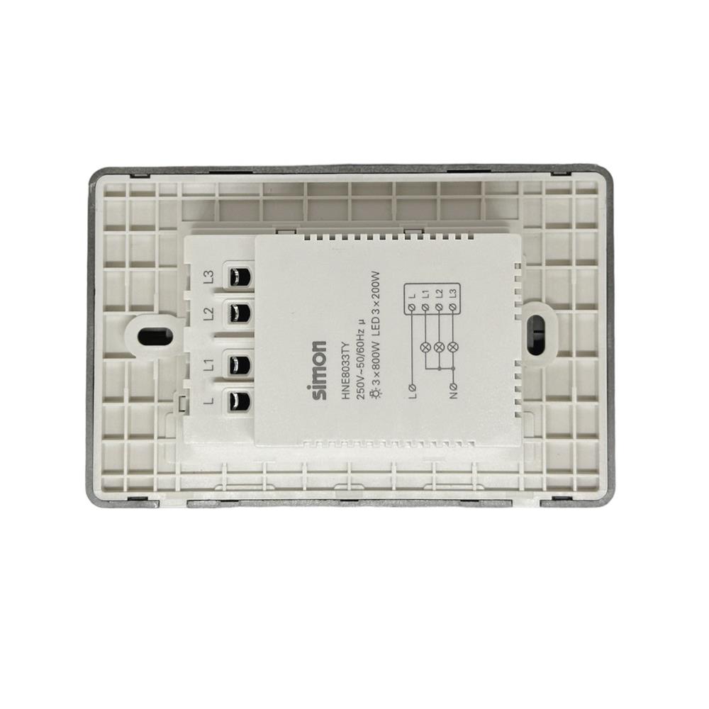 สวิตซ์ไฟอัจฉริยะ 3 ช่อง SIMON SIM52S-03-IOTTE-GR7 สีเทา