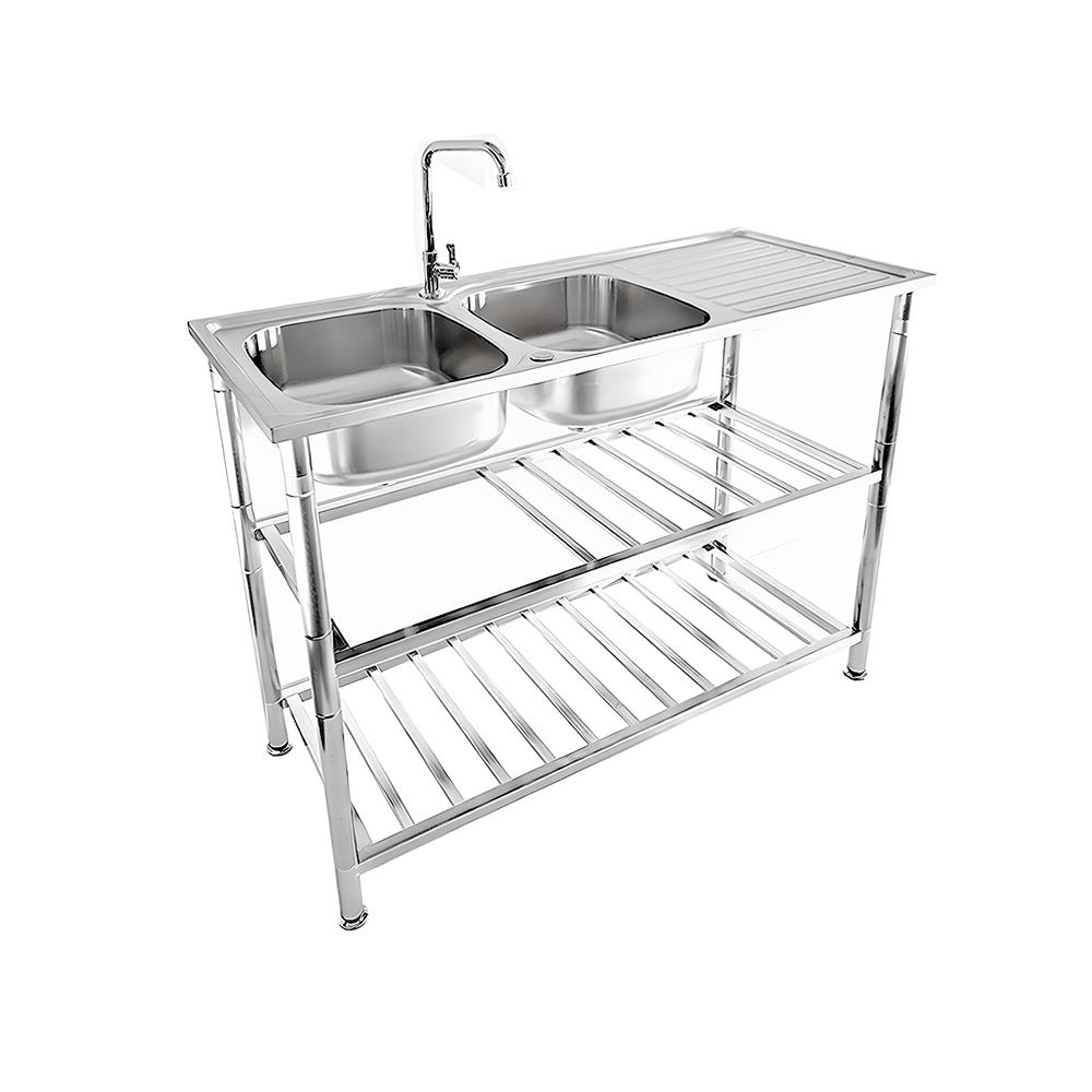 ซิงค์ขาตั้ง 2 หลุม 1 ที่พัก TECNOSTAR STT 120 สีเงิน