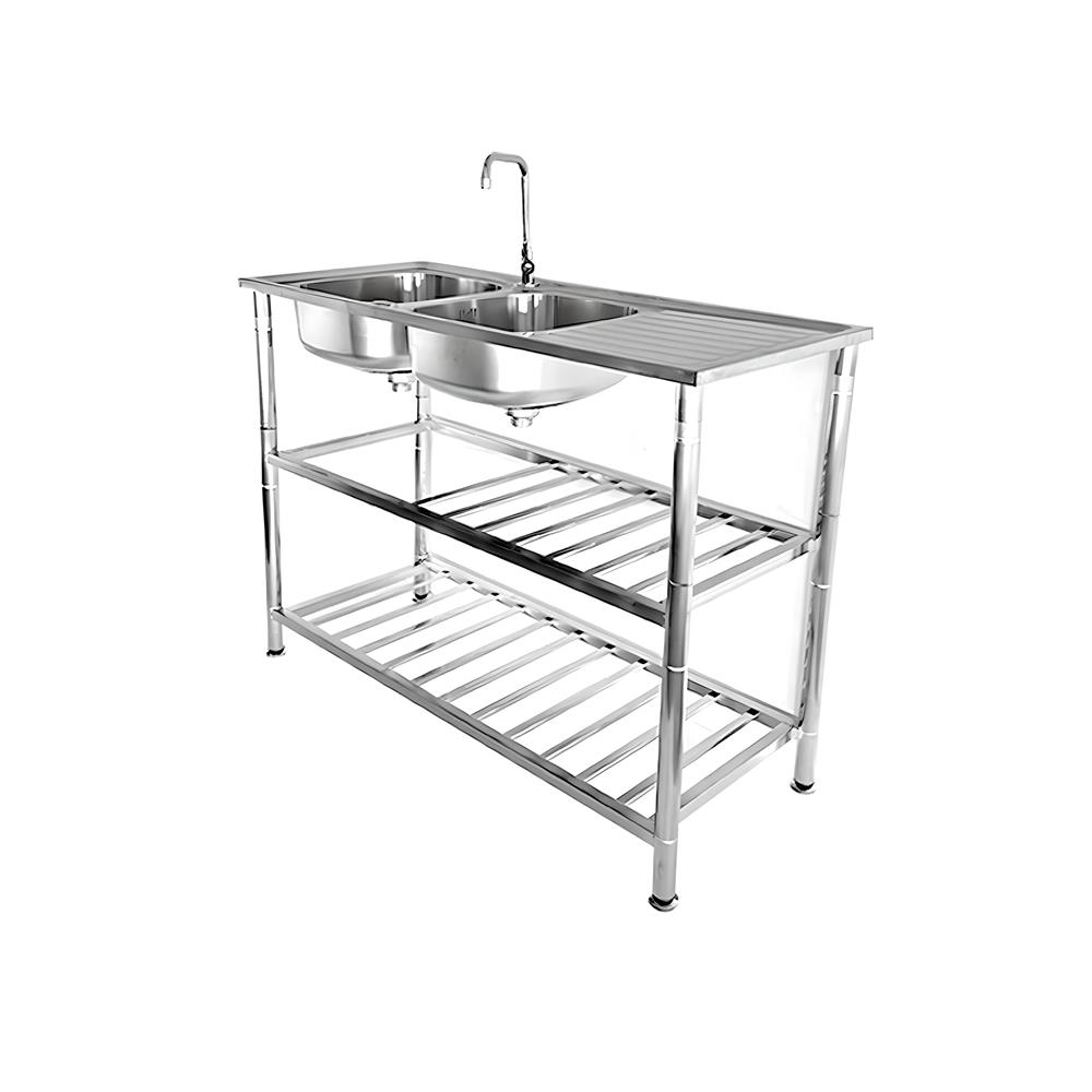 ซิงค์ขาตั้ง 2 หลุม 1 ที่พัก TECNOSTAR STT 120 สีเงิน