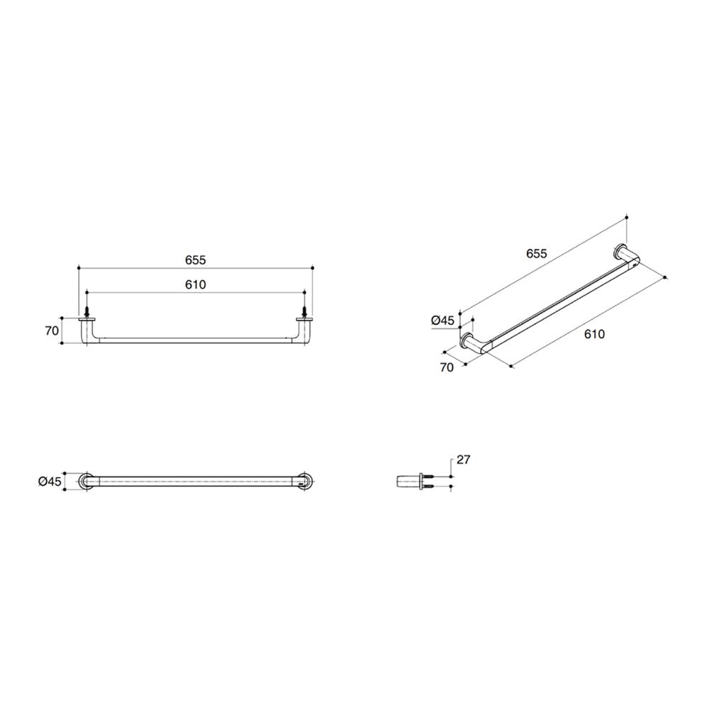 ราวแขวนผ้า KOHLER K-97495X-RGD สีโรสโกลด์
