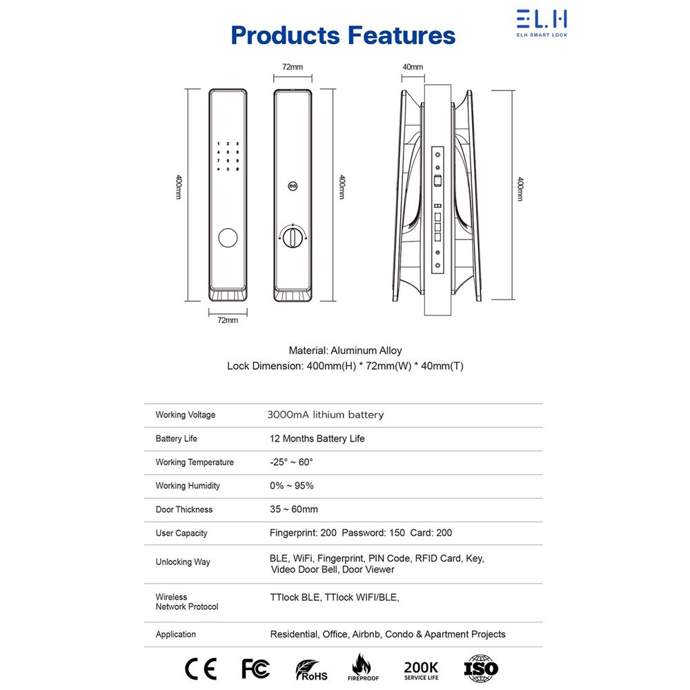 กลอนดิจิตอล ELH L700 สีดำ