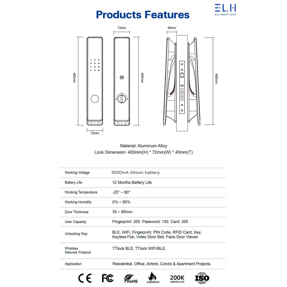 กลอนดิจิตอล ELH L600 สีดำ