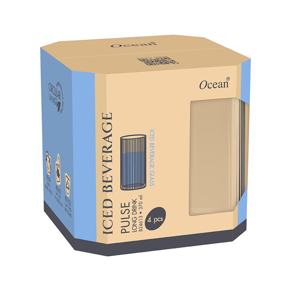 แก้วน้ำ 370 มล. OCEAN GLASS PULSE LONG DRINK แพ็ก 4 ใบ