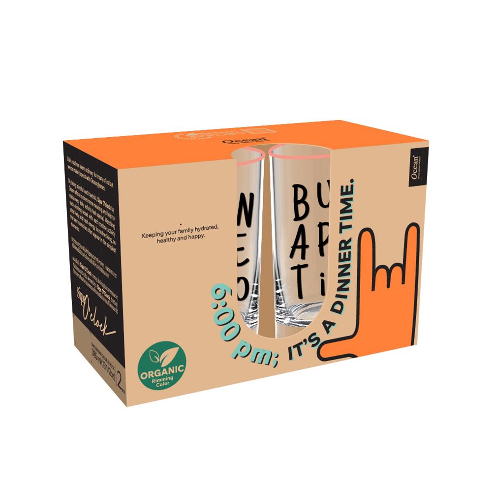 แก้วน้ำ 385 มล. OCEAN GLASS SIP O'CLOCK DAY PINK แพ็ก 2 ใบ