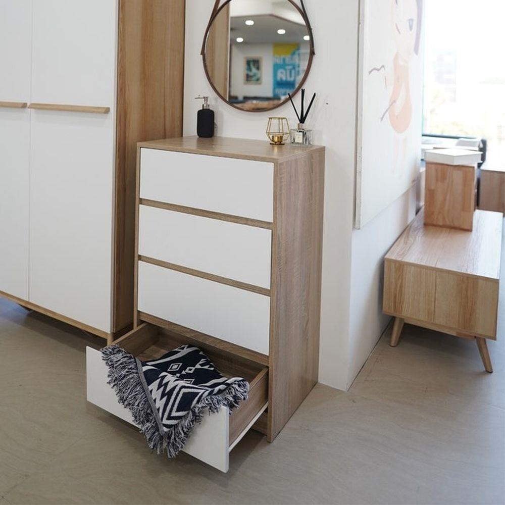 ตู้ลิ้นชัก 4 ลิ้นชัก LOOMS 19209903 60 ซม. สีโซลิดโอ๊ค/ขาว