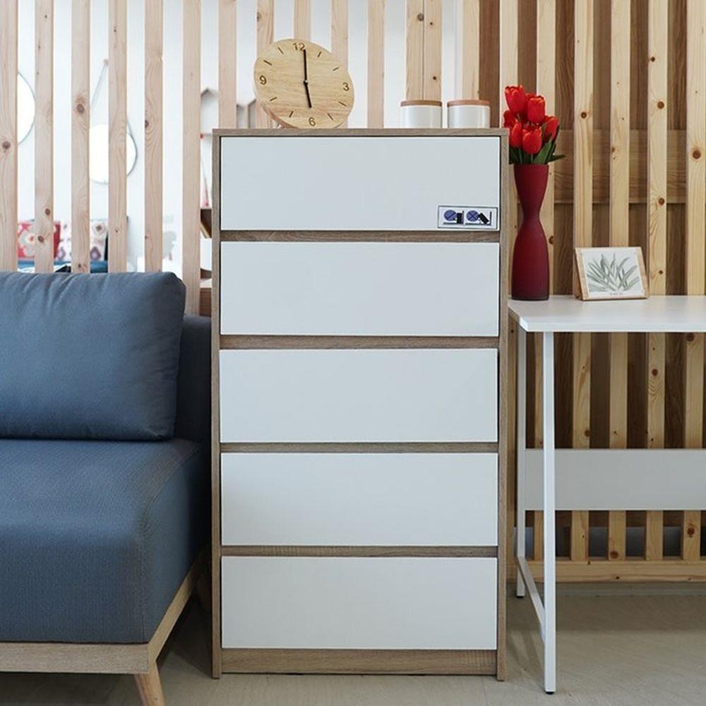 ตู้ลิ้นชัก 5 ลิ้นชัก LOOMS 19209904 60 ซม. สีโซลิดโอ๊ค/ขาว