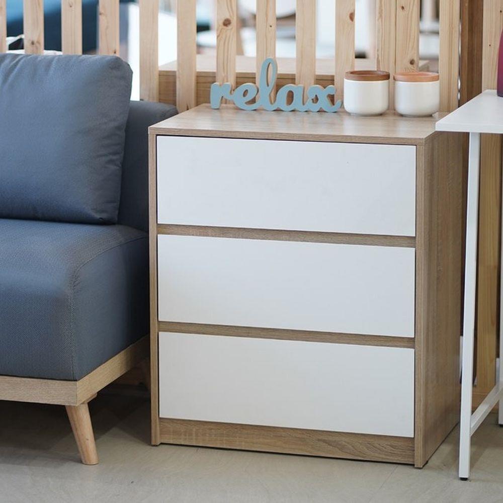 ตู้ลิ้นชัก 3 ลิ้นชัก LOOMS 19209902 60 ซม. สีโซลิดโอ๊ค/ขาว