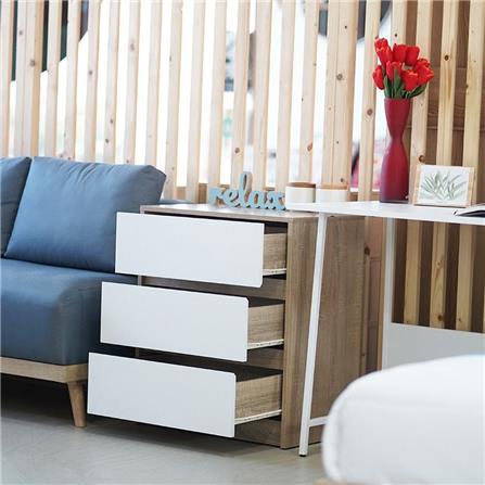 ตู้ลิ้นชัก 3 ลิ้นชัก LOOMS 19209902 60 ซม. สีโซลิดโอ๊ค/ขาว_5