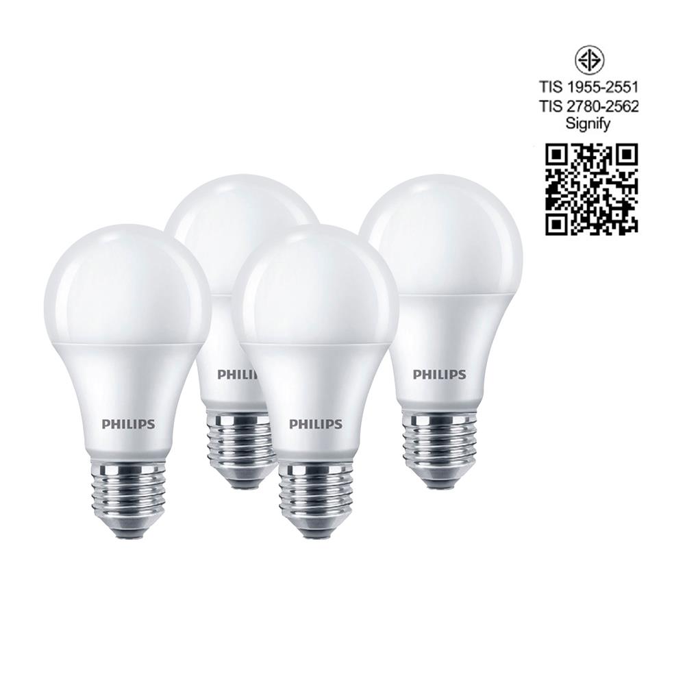 หลอด LED PHILIPS A60 12 วัตต์ WARM WHITE E27 แพ็ก 4 ชิ้น