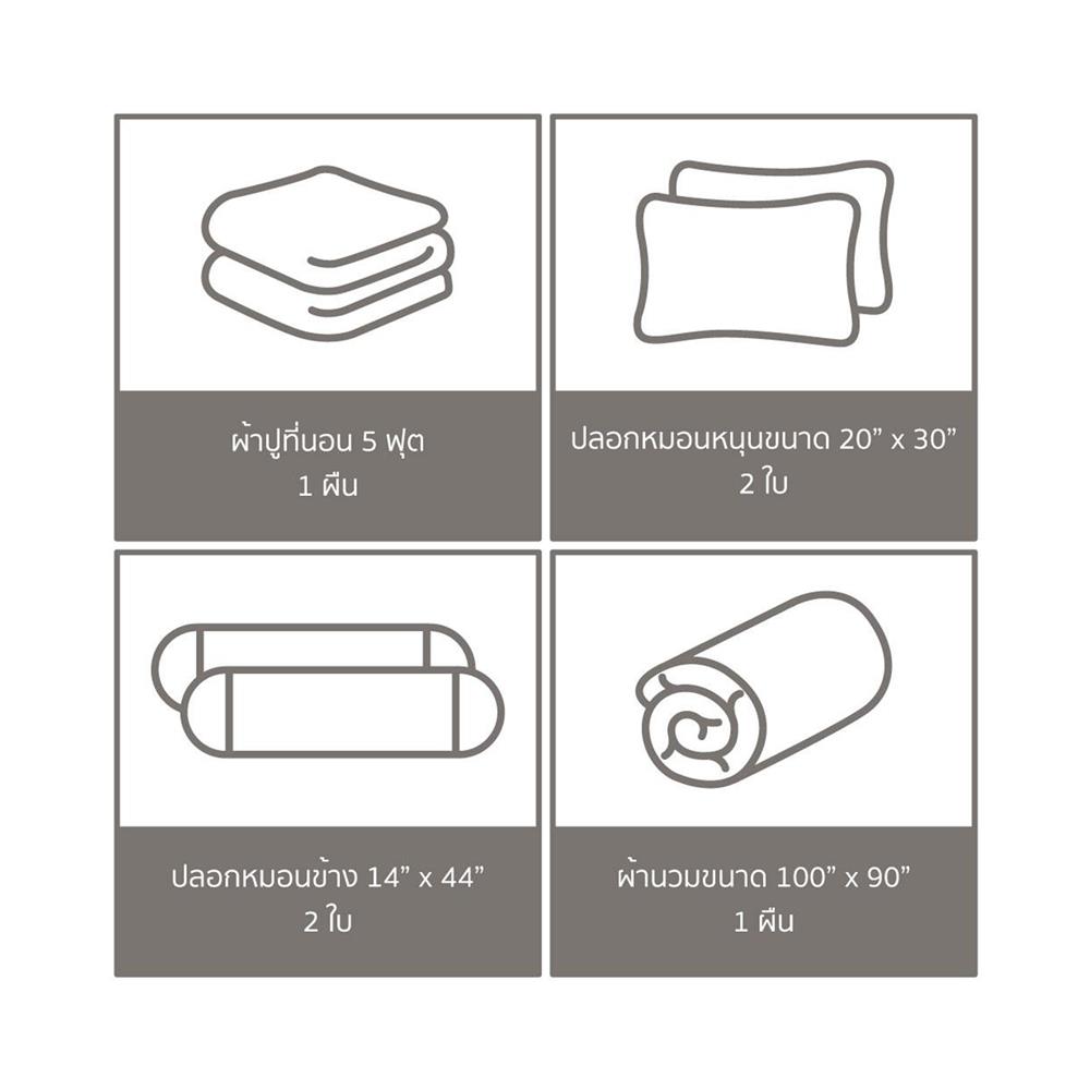 ชุดผ้าปูที่นอน 5 ฟุต 6 ชิ้น PREMIER SATIN ROYAL TOUCH SOLID SPC080