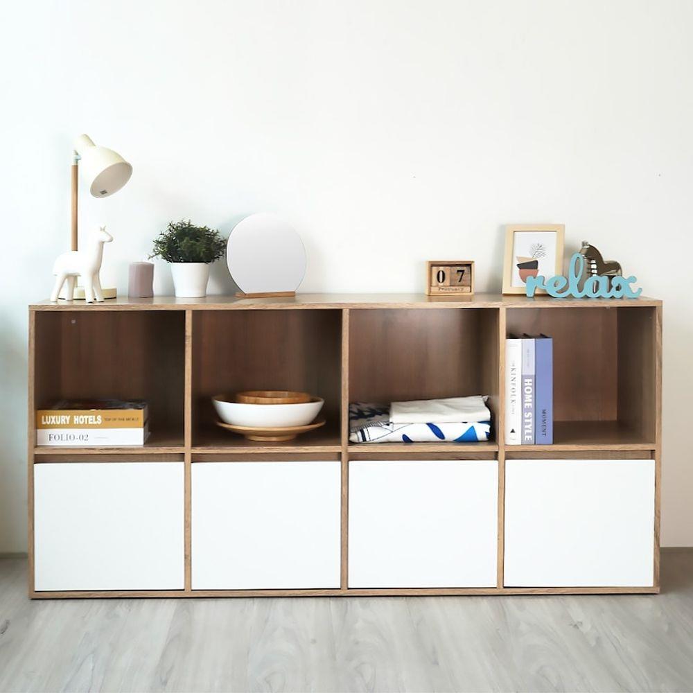 ตู้เตี้ยบานผสม 8 ช่อง LOOMS 19212211 160 ซม. สีไม้อ่อน/ขาว