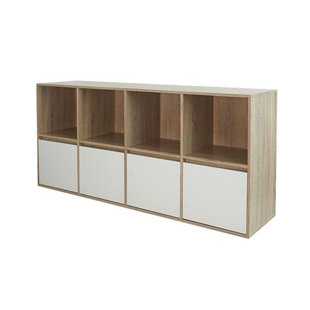 ตู้เตี้ยบานผสม 8 ช่อง LOOMS 19212211 160 ซม. สีไม้อ่อน/ขาว_1