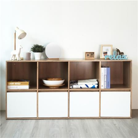 ตู้เตี้ยบานผสม 8 ช่อง LOOMS 19212211 160 ซม. สีไม้อ่อน/ขาว_5