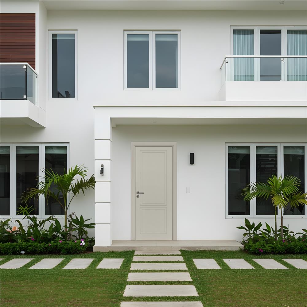 ประตูภายนอก UPVC เจาะลูกบิด MODERNWOOD MWN025 80x200 ซม. สีเบจ