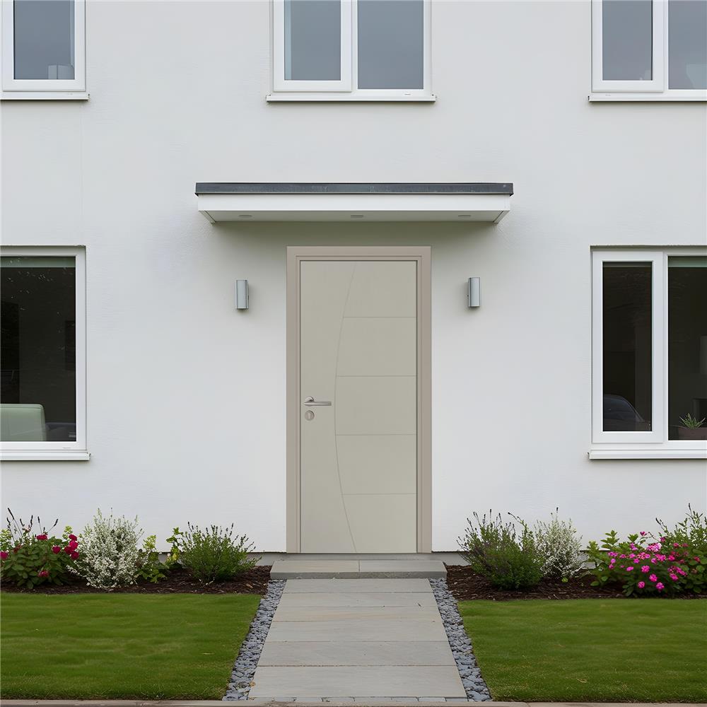 ประตูภายนอก UPVC เจาะลูกบิด MODERNWOOD MWN024 80x200 ซม. สีเบจ