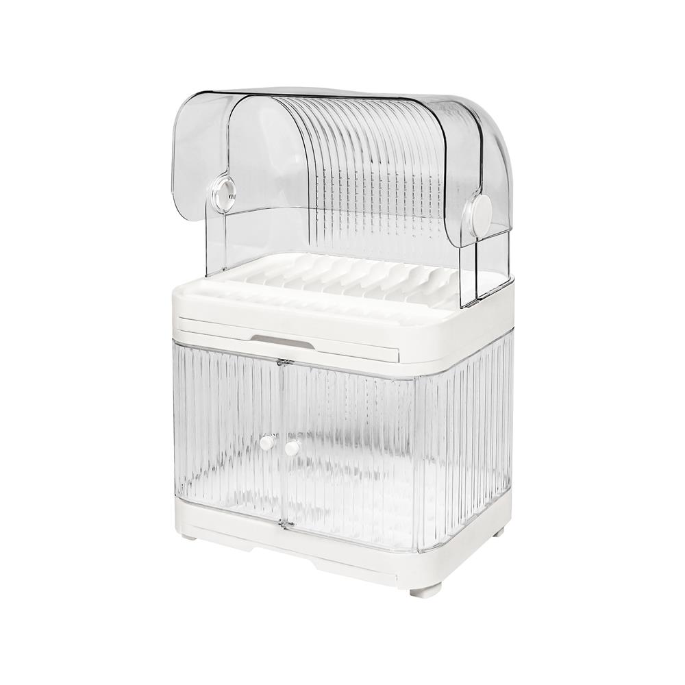 ชั้นคว่ำจานพลาสติก 2 ชั้น มีฝาครอบ KECH WATERY