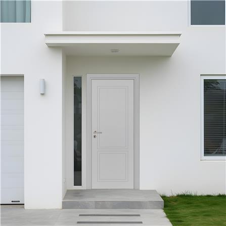 ประตูภายนอก UPVC เจาะลูกบิด MODERNWOOD MWN025 80x200 ซม. สีเทา_3