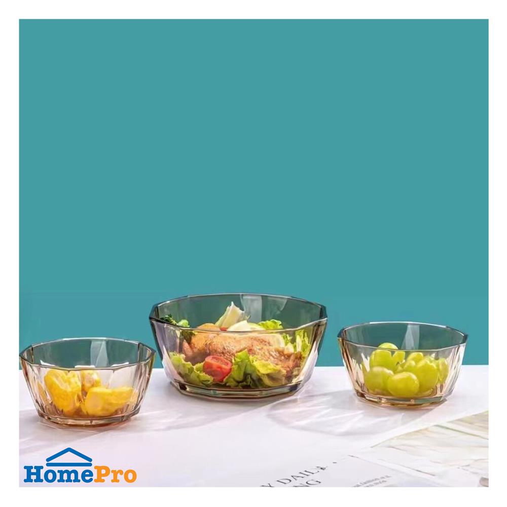 ชุดชามแก้ว KECH CRYSTAL สีชา (ชุด 3 ชิ้น)