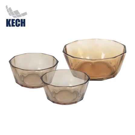 ชุดชามแก้ว KECH CRYSTAL สีชา (ชุด 3 ชิ้น)_0