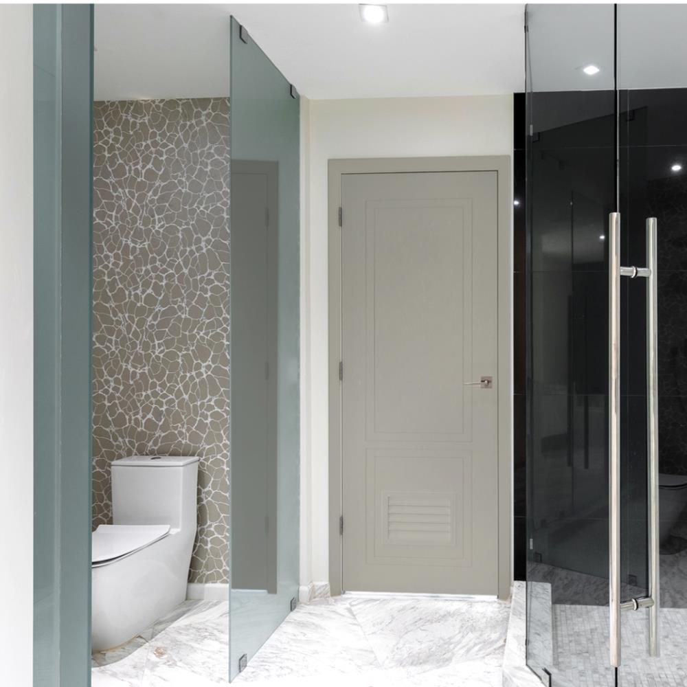 ประตูห้องน้ำ UPVC เจาะลูกบิด MODERNWOOD MLIR025 70X200 ซม. สีเบจ