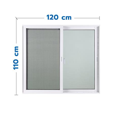 หน้าต่างบานเลื่อน อะลูมิเนียม S-S มุ้ง AZLE PLUS 120x110 ซม. สีขาว_0