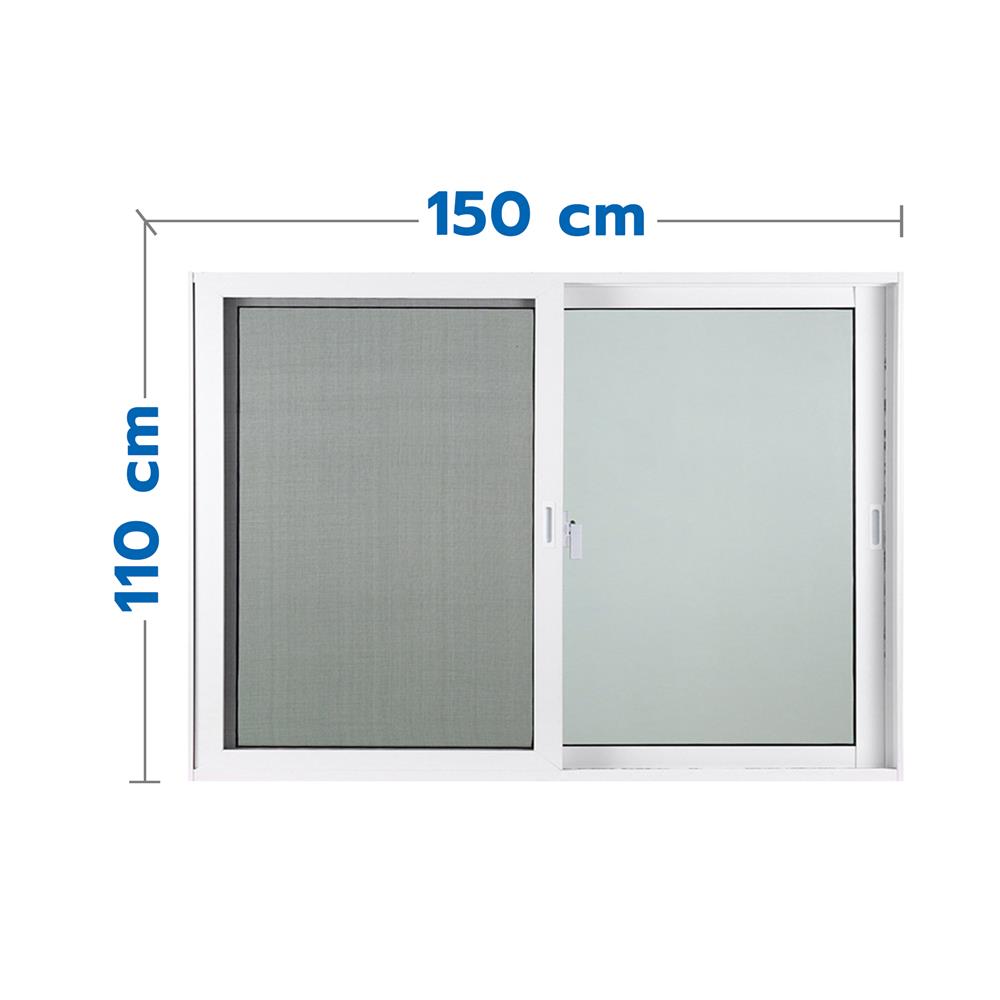 หน้าต่างบานเลื่อน อะลูมิเนียม S-S มุ้ง AZLE PLUS 150x110 ซม. สีขาว