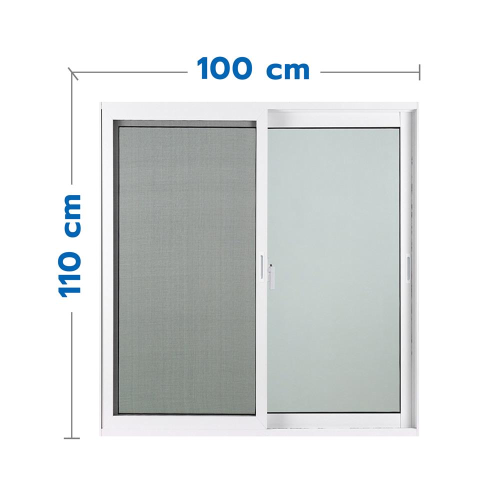 หน้าต่างบานเลื่อน อะลูมิเนียม S-S มุ้ง AZLE PLUS 100x110 ซม. สีขาว