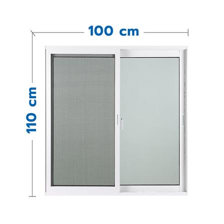 หน้าต่างบานเลื่อน อะลูมิเนียม S-S มุ้ง AZLE PLUS 100x110 ซม. สีขาว_0