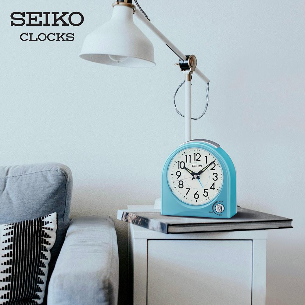 นาฬิกาปลุก SEIKO CLOCKS QHE204L 4.6X4.5 นิ้ว สีฟ้า