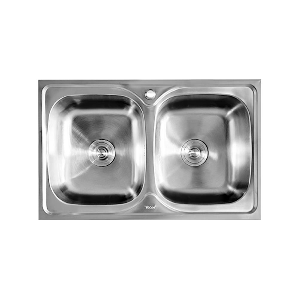 ซิงค์ขาตั้ง 2 หลุม TECNOSTAR STT 80 2B สีเงิน