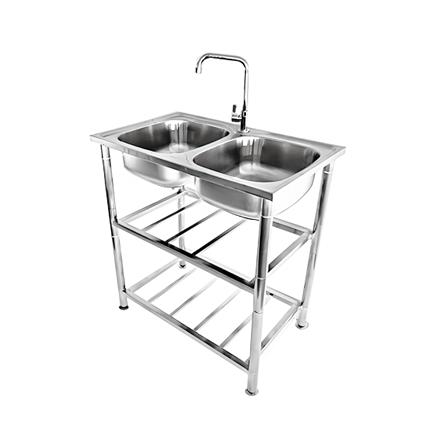 ซิงค์ขาตั้ง 2 หลุม TECNOSTAR STT 80 2B สีเงิน_0