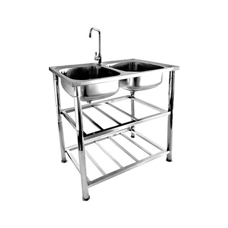 ซิงค์ขาตั้ง 2 หลุม TECNOSTAR STT 80 2B สีเงิน_2