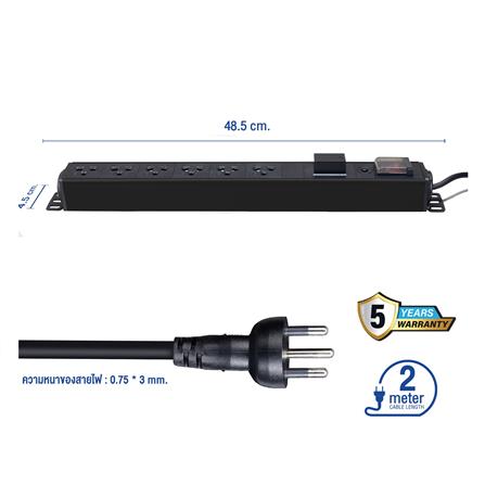 รางปลั๊กไฟตู้ RACK 6 ช่อง 1 สวิตซ์ GLINK GPDU-08B 2 ม._8
