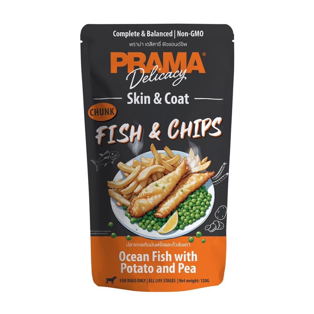 อาหารเปียกสุนัข PRAMA PD2 FISH AND CHIPS 120 ก.