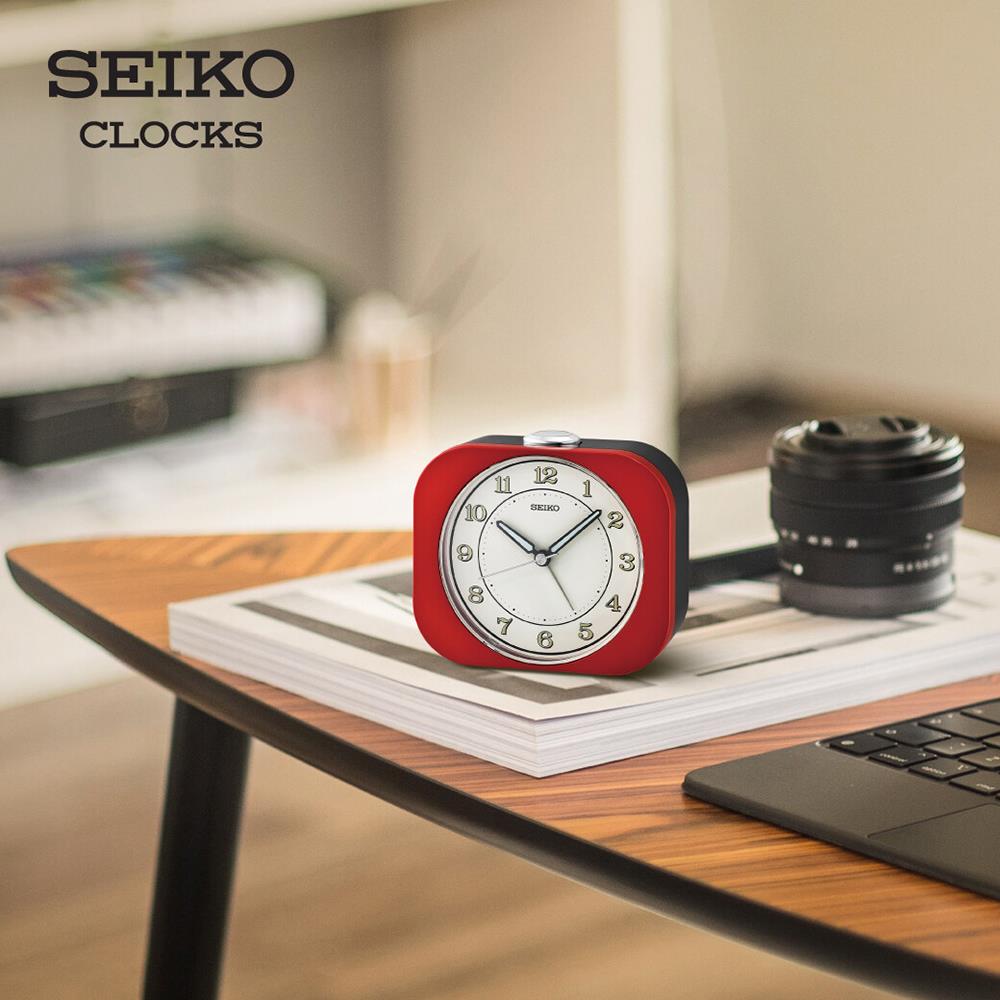 นาฬิกาปลุก SEIKO CLOCKS QHE195R 3.8X4.4 นิ้ว สีแดง