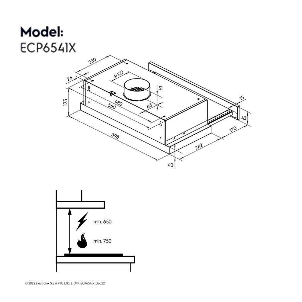 เครื่องดูดควันมาตรฐาน ELECTROLUX ECP6541X 60 ซม.