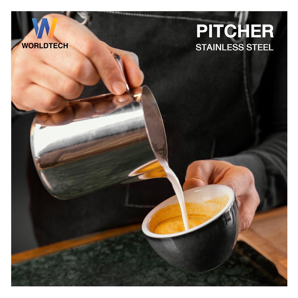 เหยือกตีฟองนม WORLDTECH WT-CM-ACC-PITCHER สีเงิน 350 มล.