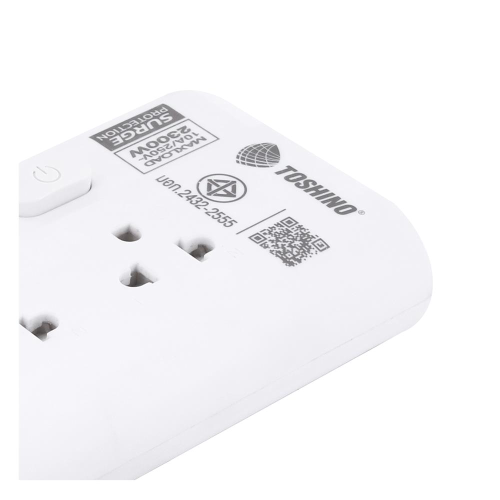 รางปลั๊กไฟ 4 ช่อง 4 สวิตซ์ TOSHINO ECO-43P2 3 ม. สีขาว (1 แถม 1)