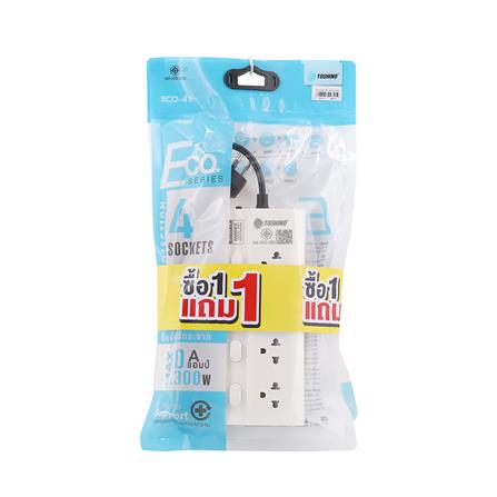 รางปลั๊กไฟ 4 ช่อง 4 สวิตซ์ TOSHINO ECO-43P2 3 ม. สีขาว (1 แถม 1)_3