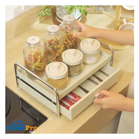 ชั้นวางเครื่องปรุง 1 ชั้น พร้อมลิ้นชัก KECH CREAMY 32.5X23.5X16 ซม. สีครีม_5