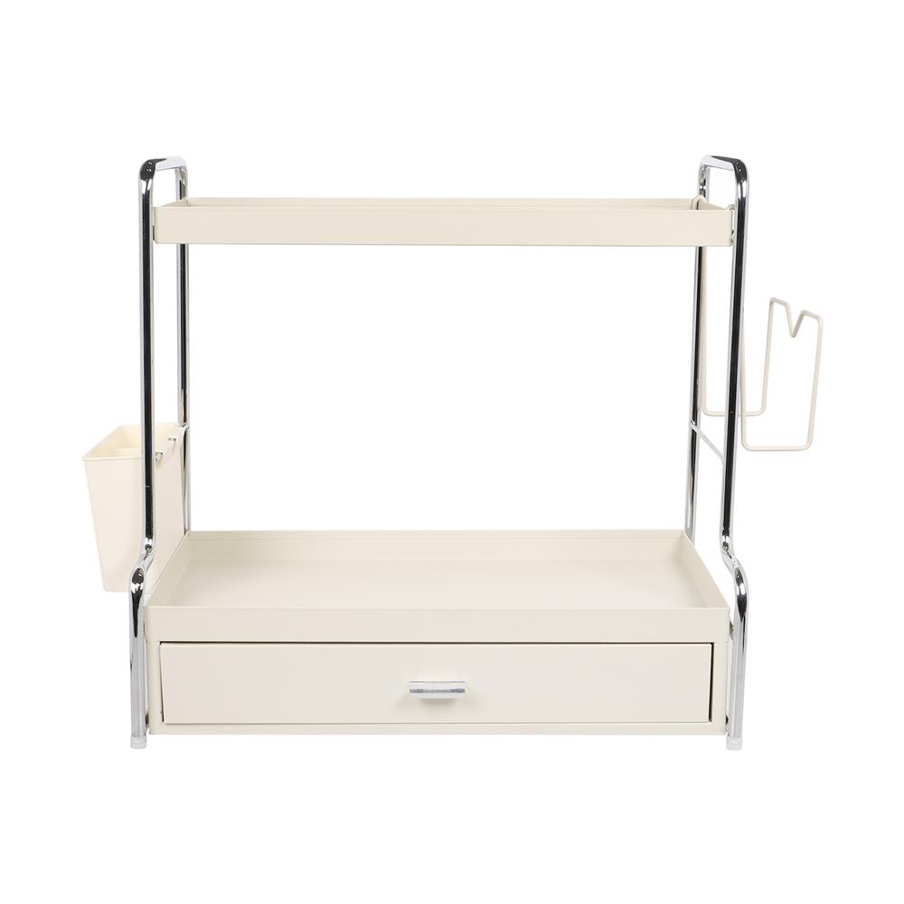 ชั้นวางเครื่องปรุง 2 ชั้น พร้อมลิ้นชัก KECH CREAMY 42.5X23.5X42 ซม. สีครีม