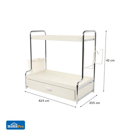 ชั้นวางเครื่องปรุง 2 ชั้น พร้อมลิ้นชัก KECH CREAMY 42.5X23.5X42 ซม. สีครีม_6