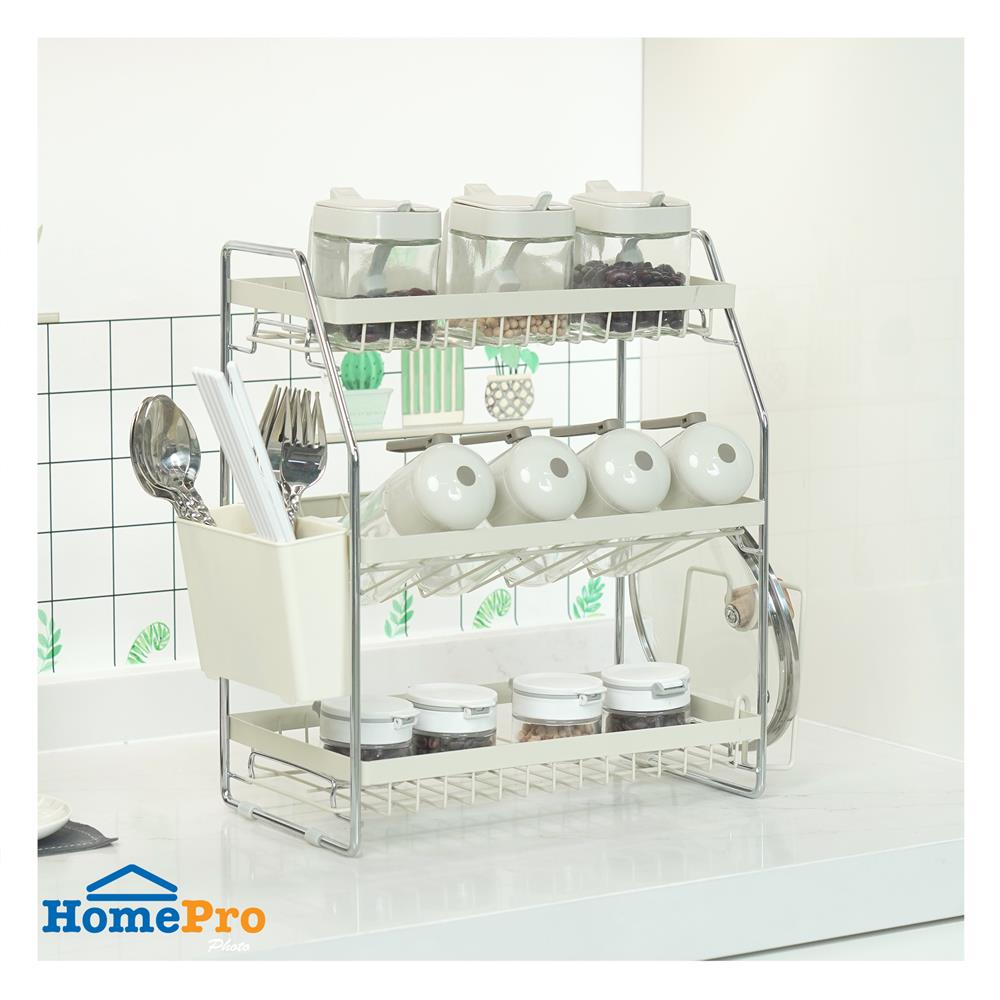 ชั้นวางเครื่องปรุง 3 ชั้น KECH CREAMY 33X38.5X18 ซม. สีครีม