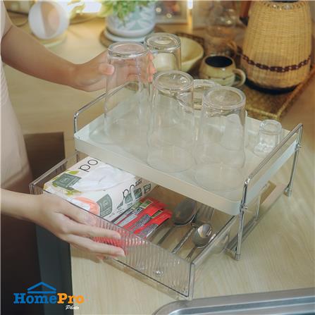 ชั้นเก็บแก้ว 1 ชั้น มีลิ้นชัก KECH CREAMY_6