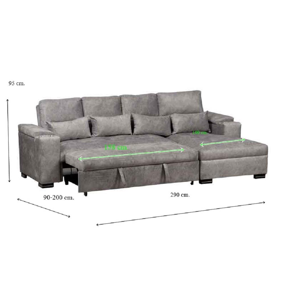 โซฟาเข้ามุมขวา AS FURNITURE KALEL CLGYU39 สีเทา