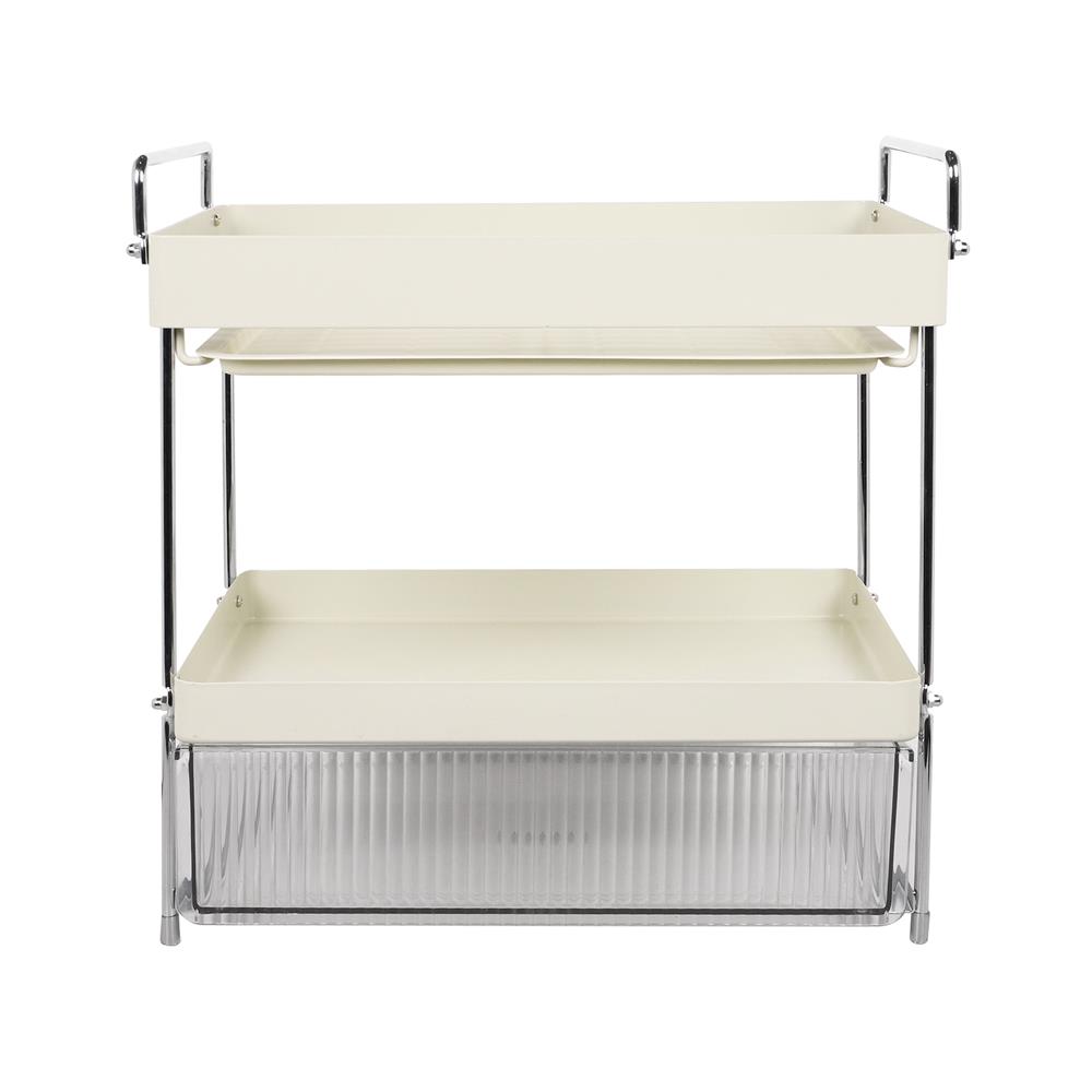 ชั้นเก็บแก้ว 2 ชั้น มีลิ้นชัก KECH CREAMY