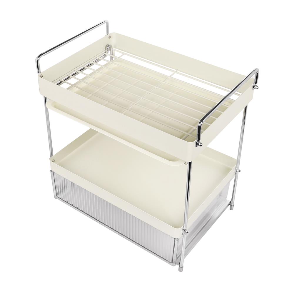 ชั้นเก็บแก้ว 2 ชั้น มีลิ้นชัก KECH CREAMY